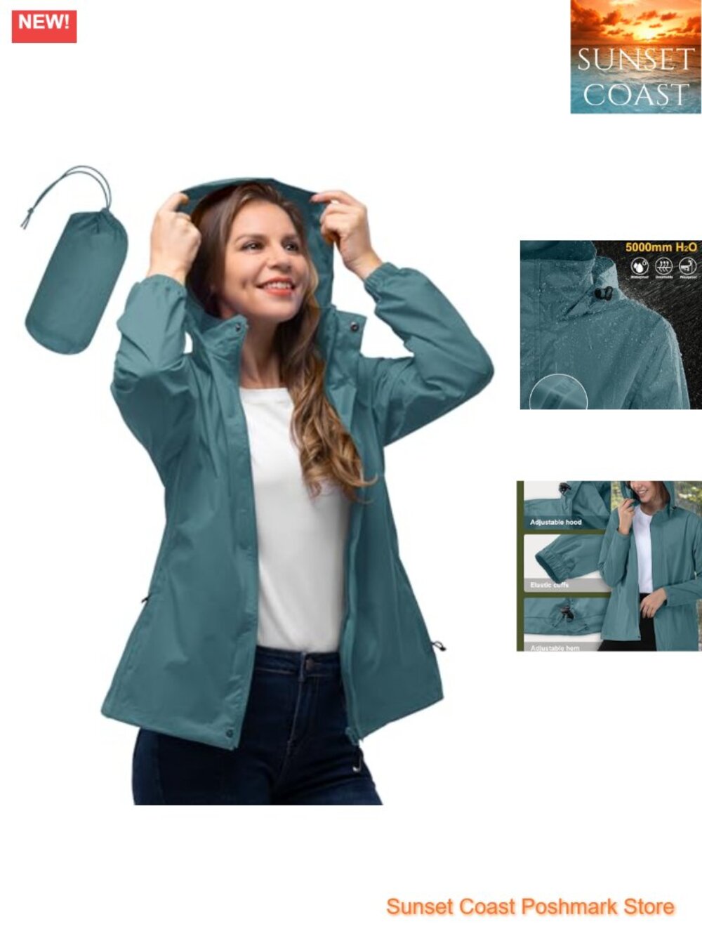 Waterproof Lightweight Packable Rain Jacket Nylon Women's